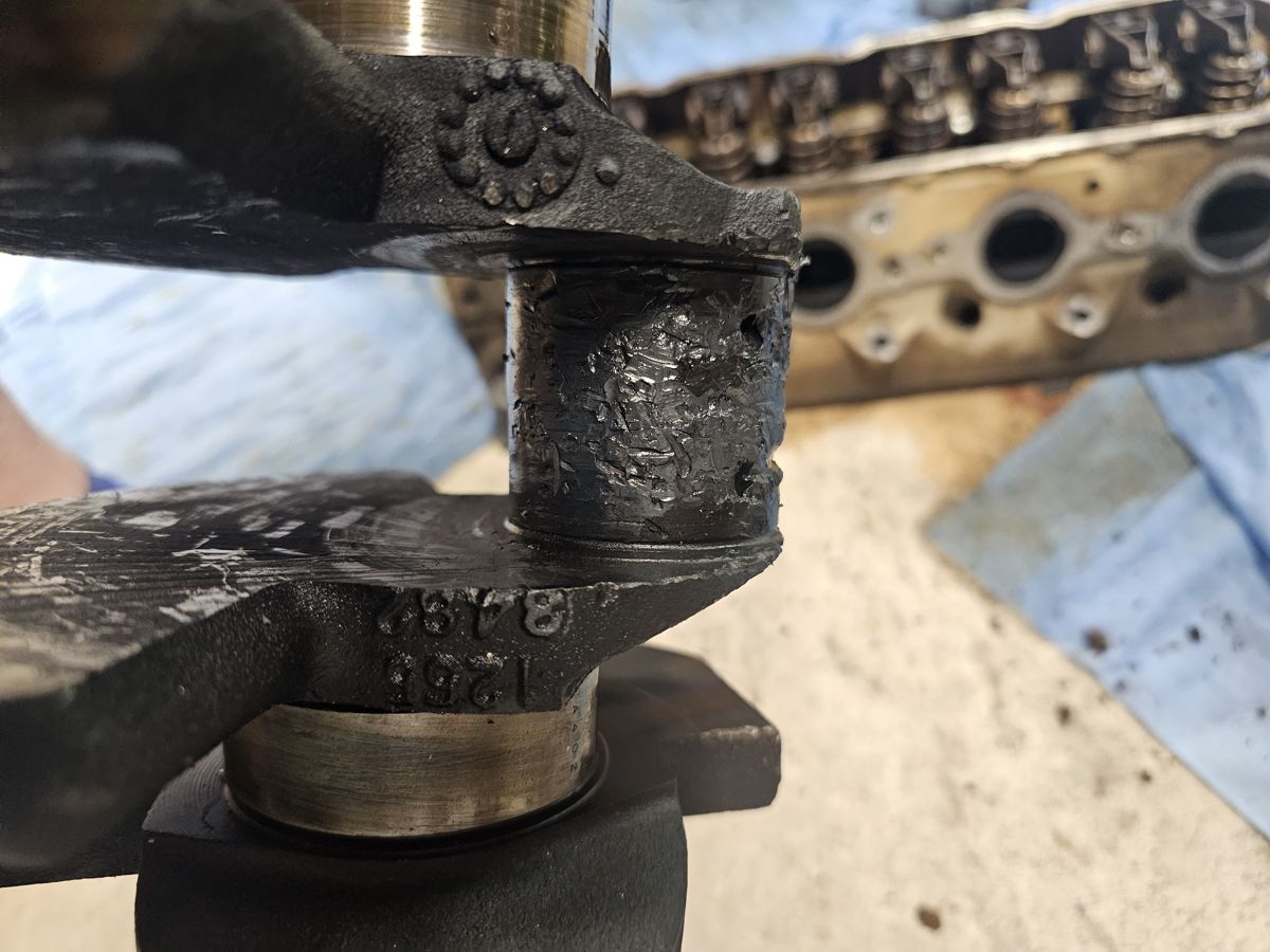 Chewed-up crank journal