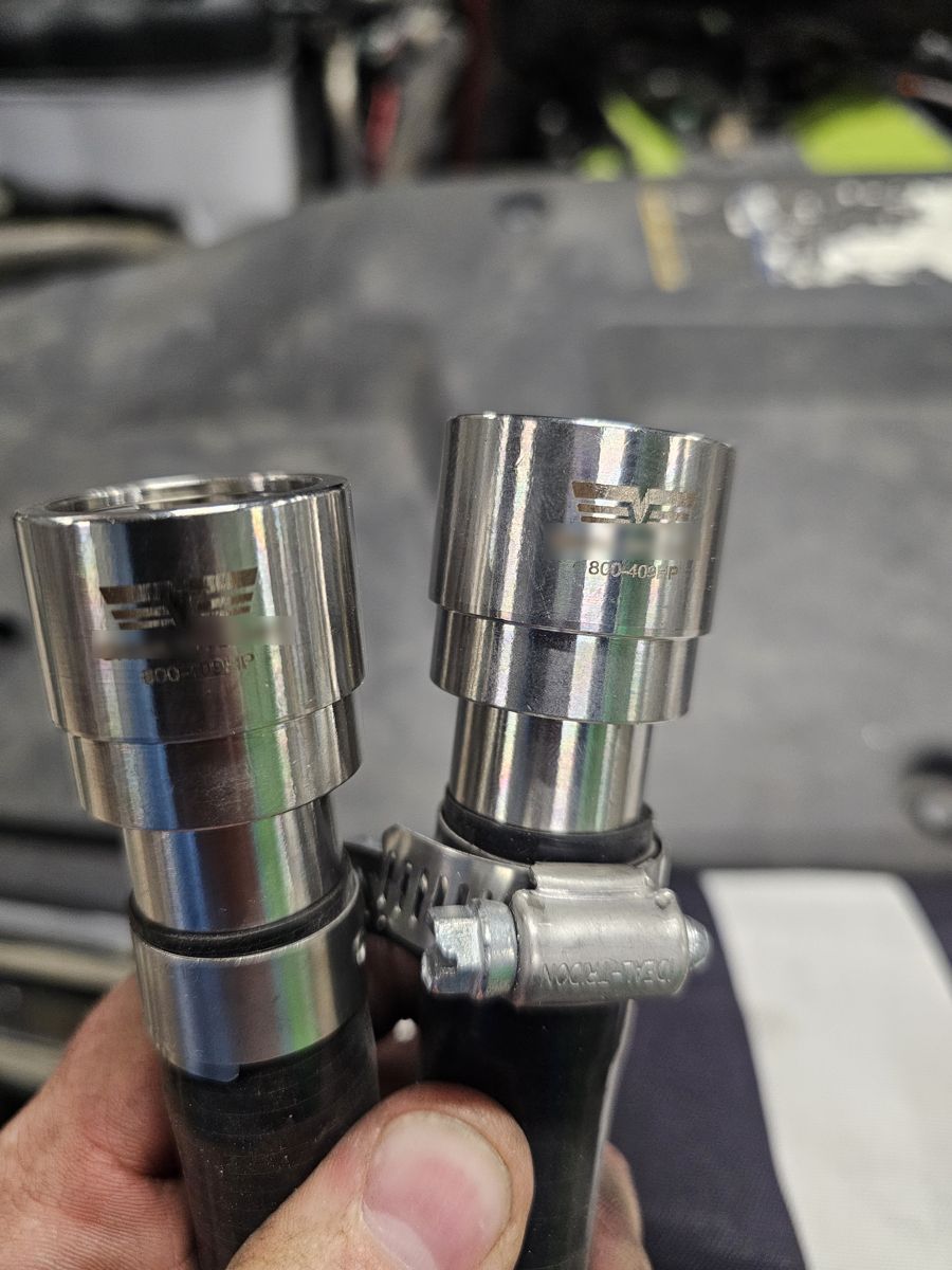 Metal heater core fittings in place of the plastic ones