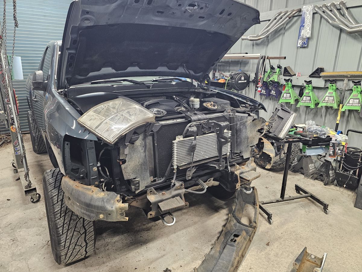 Front end apart, bumper off