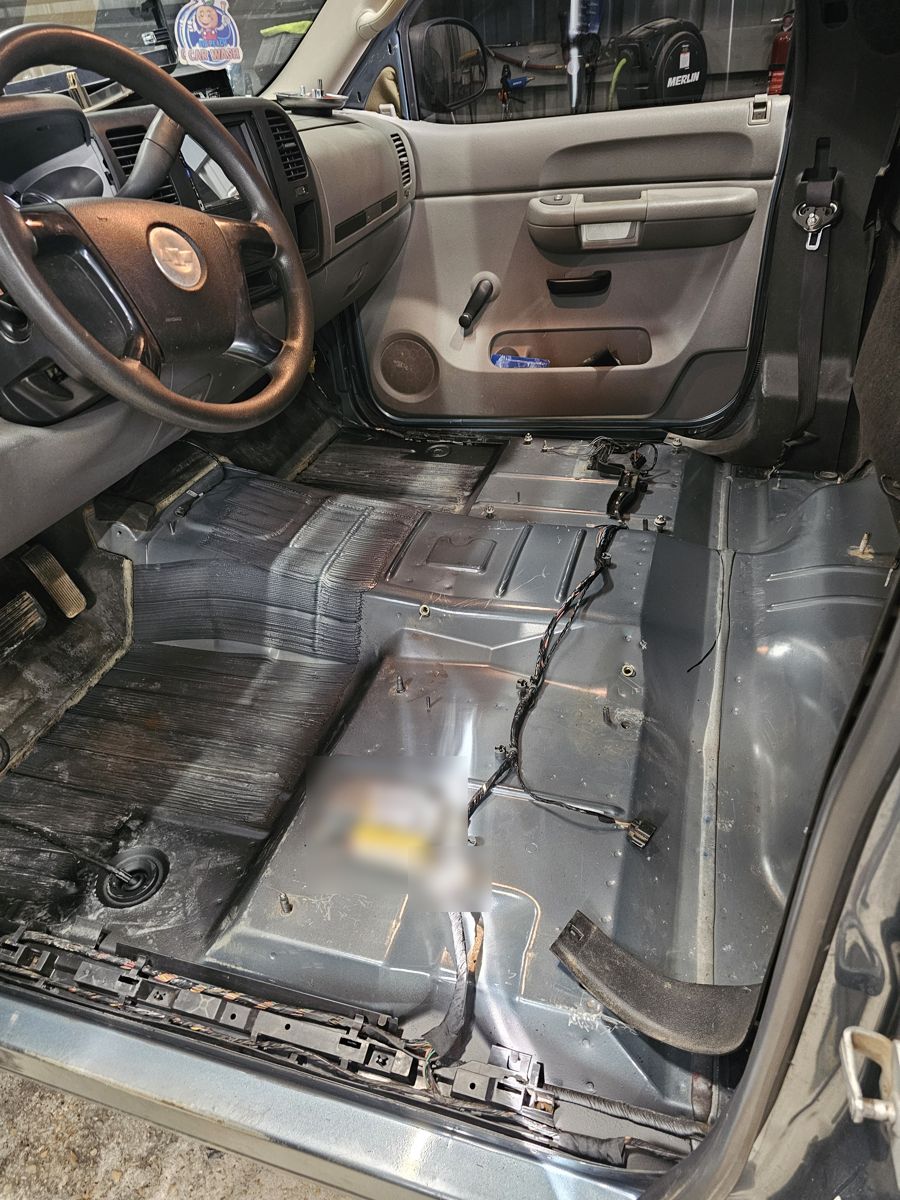 Old seats out, floor stripped