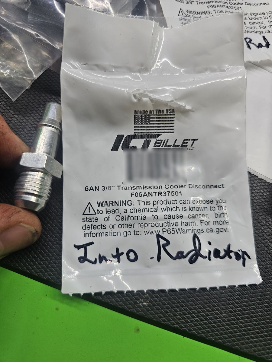 ICT Billet 6AN cooler disconnect (into radiator)