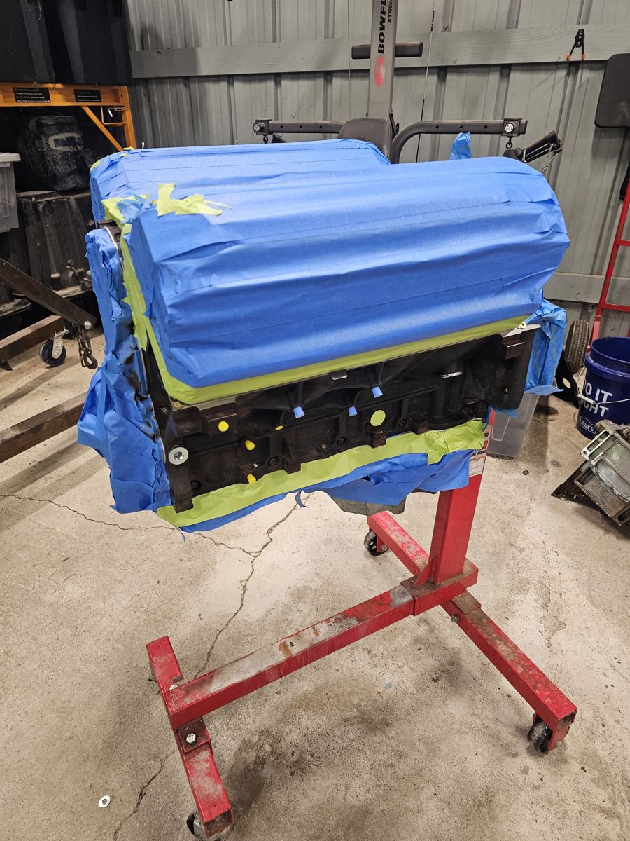 Block masked off for paint