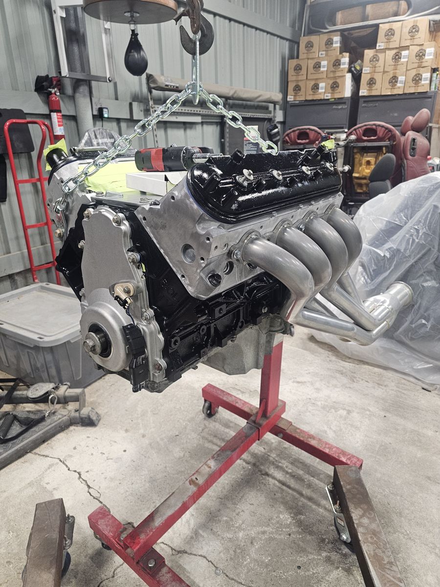 Heads, valve covers and headers going on