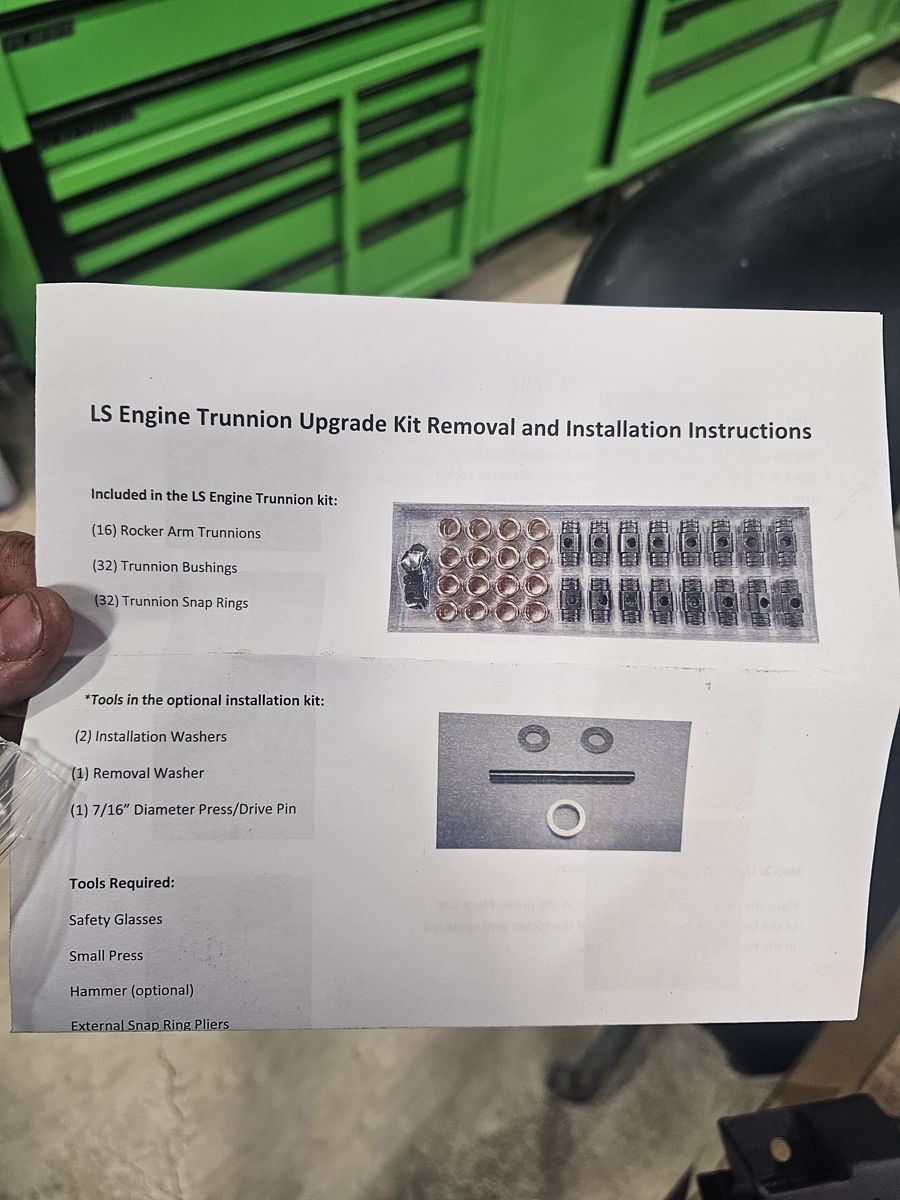 Trunnion kit: 16 trunnions, 32 bushings, 32 snap rings